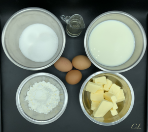 Crème mousseline ingrédients lait sucre oeufs beur liqueur de framboise